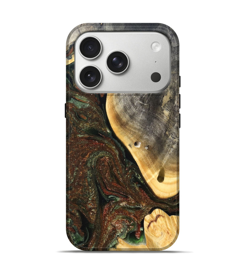 iPhone 17 Pro Wood Live Edge Phone Case - Isabel (Green, 826608)