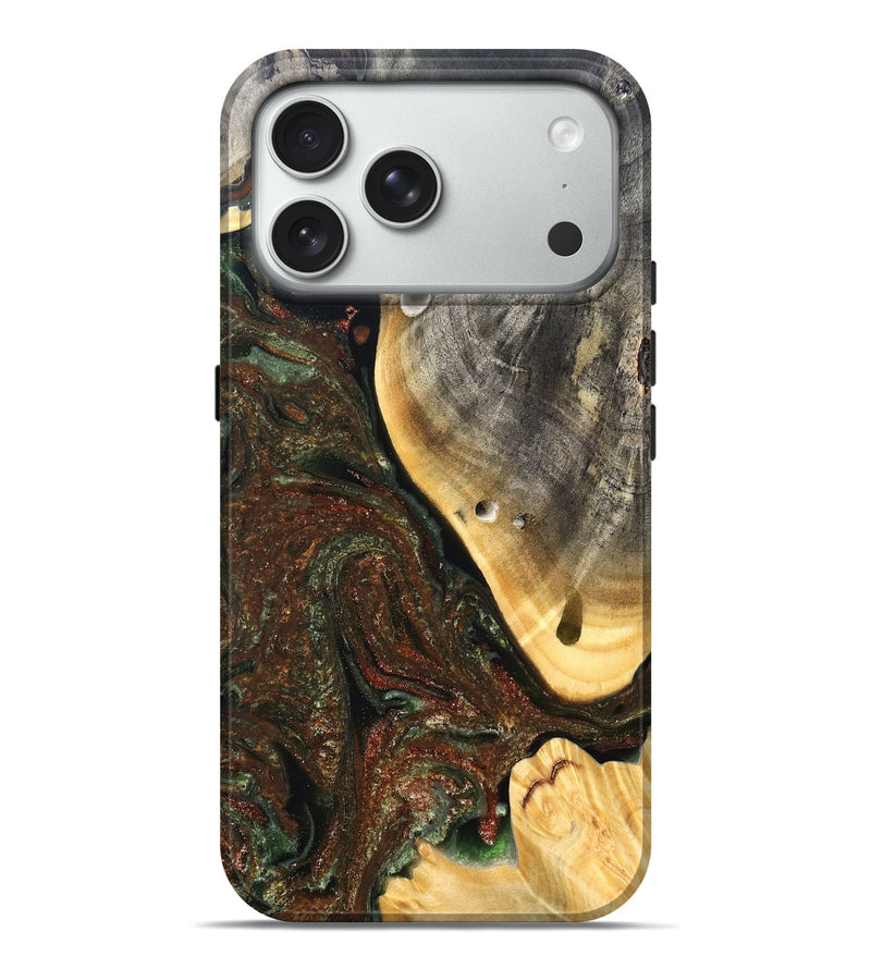 iPhone 18 Pro Max Wood Live Edge Phone Case - Isabel (Green, 826608)