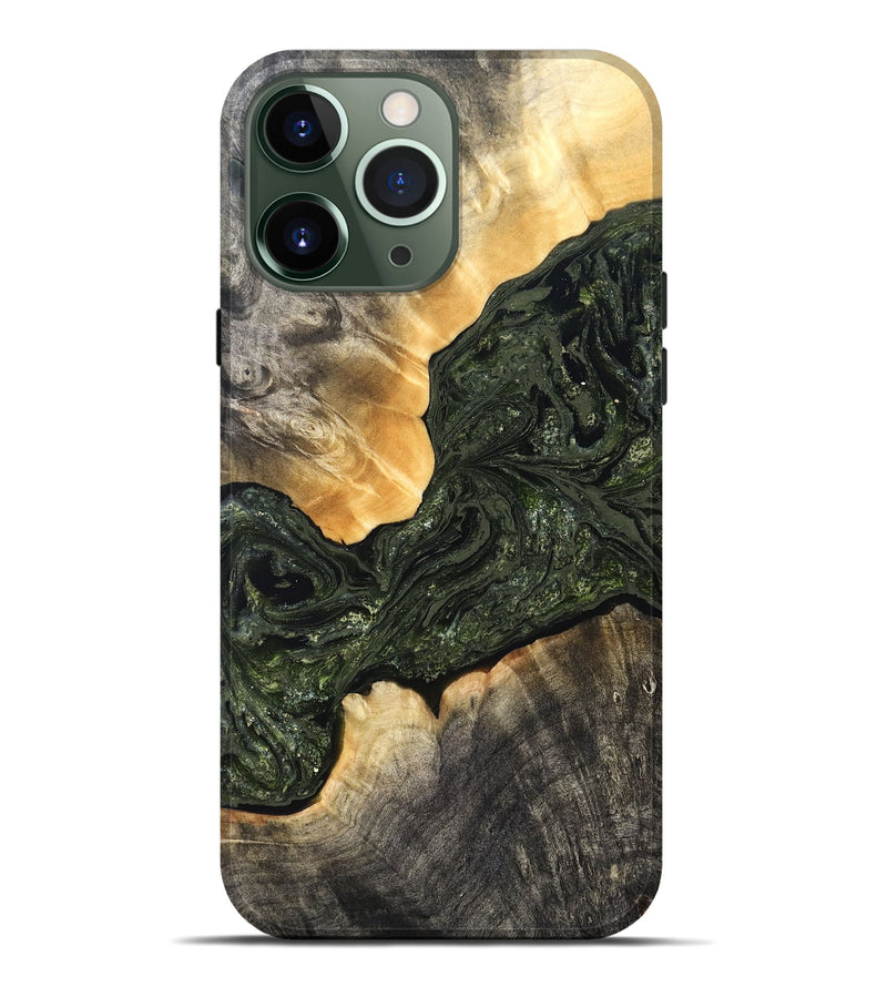 iPhone 13 Pro Max Wood Live Edge Phone Case - Kacey (Green, 826617)