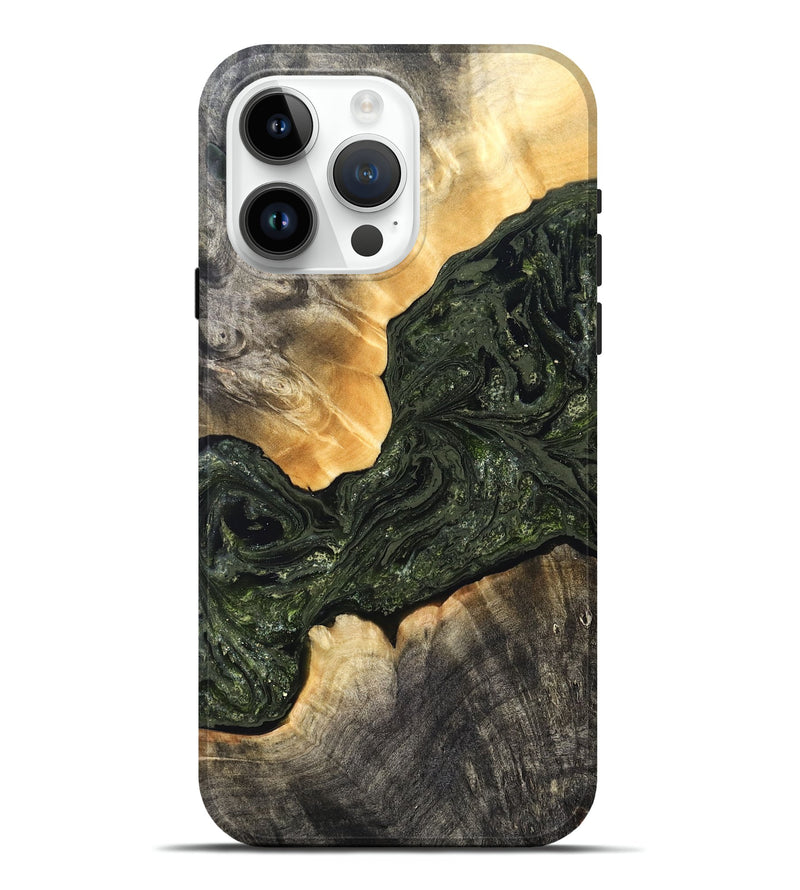 iPhone 15 Pro Max Wood Live Edge Phone Case - Kacey (Green, 826617)