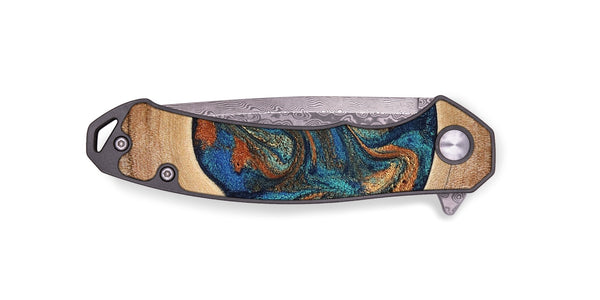 EDC Wood Pocket Knife - Harlee (Teal & Gold, 826672)