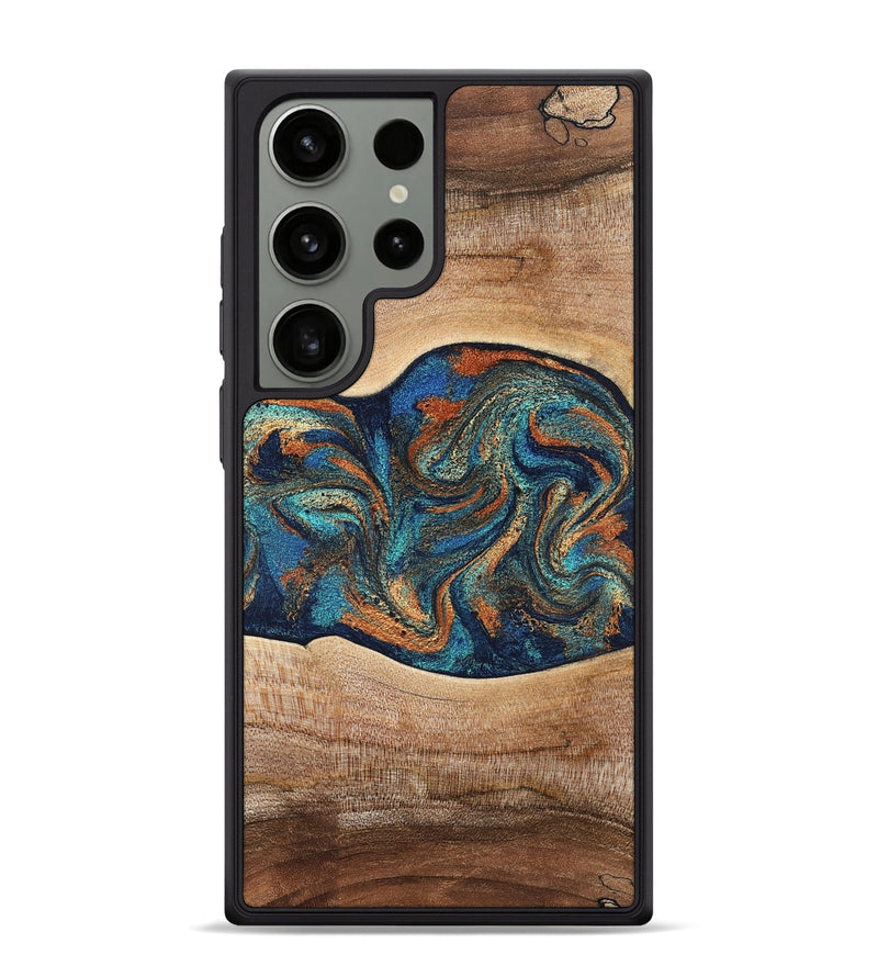 Galaxy S24 Ultra Wood Phone Case - Harlee (Teal & Gold, 826672)