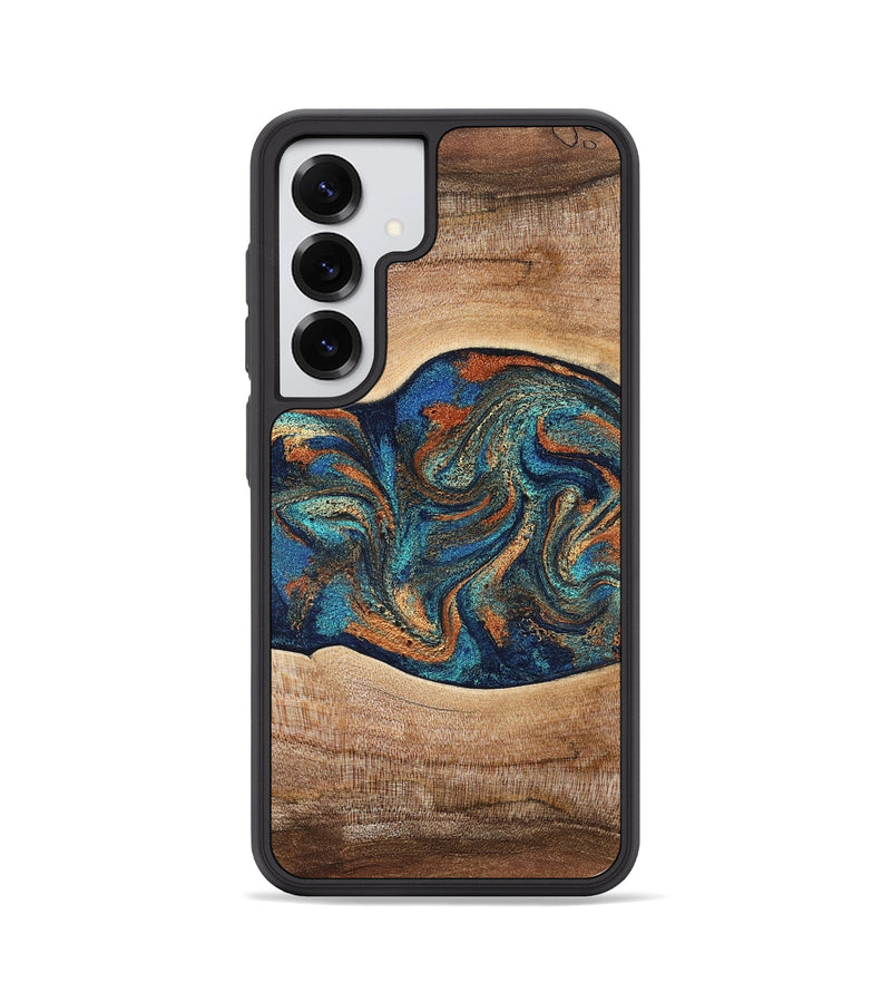 Galaxy S25 Wood Phone Case - Harlee (Teal & Gold, 826672)