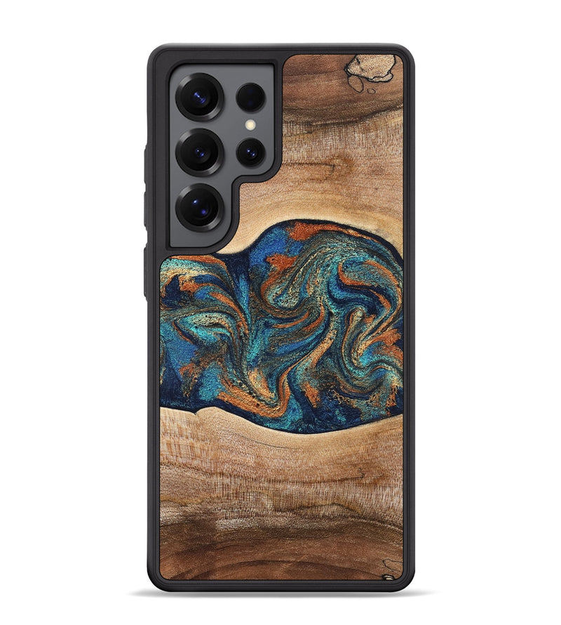 Galaxy S25 Ultra Wood Phone Case - Harlee (Teal & Gold, 826672)