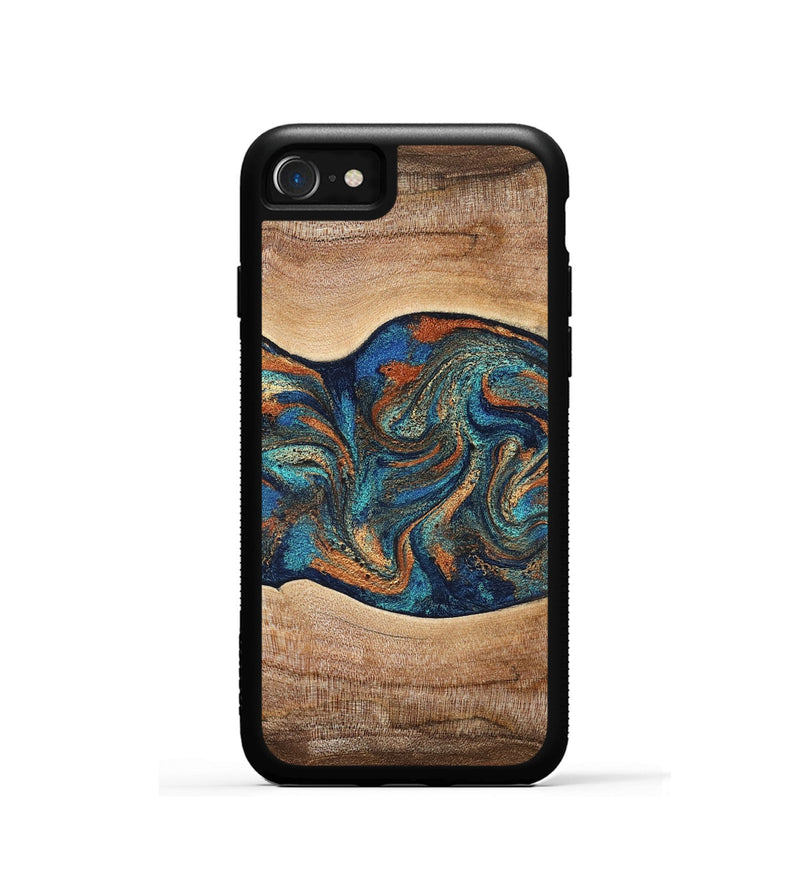 iPhone SE Wood Phone Case - Harlee (Teal & Gold, 826672)