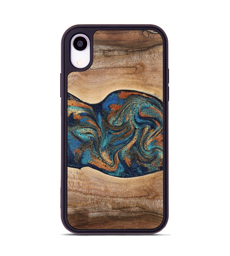 iPhone Xr Wood Phone Case - Harlee (Teal & Gold, 826672)
