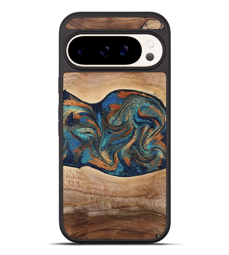 Pixel 10 Pro XL Wood Phone Case - Harlee (Teal & Gold, 826672)