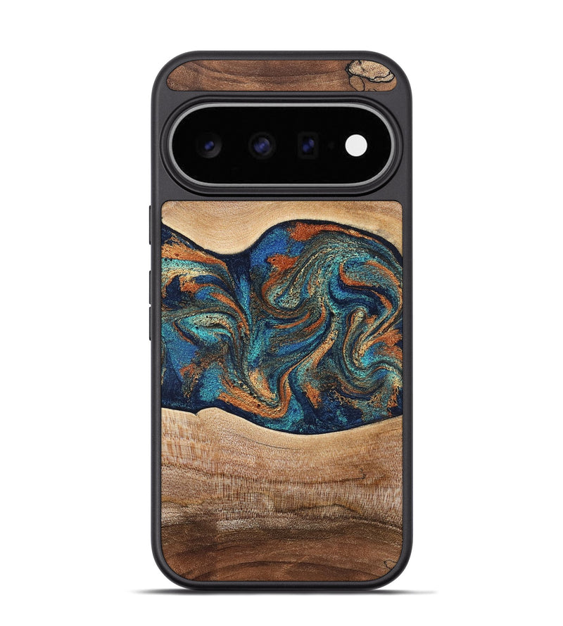 Pixel 11 Pro Wood Phone Case - Harlee (Teal & Gold, 826672)