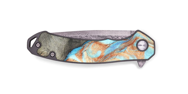 EDC Wood Pocket Knife - Hank (Teal & Gold, 826673)