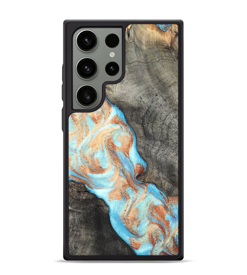 Galaxy S24 Ultra Wood Phone Case - Hank (Teal & Gold, 826673)