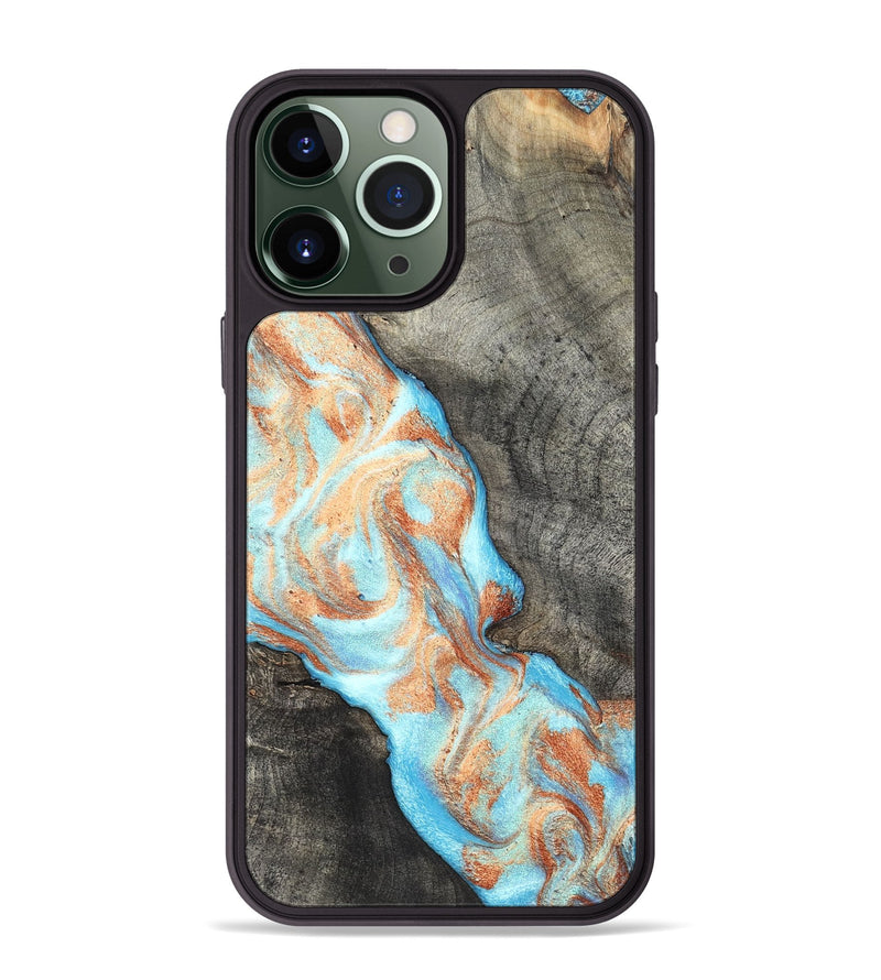 iPhone 13 Pro Max Wood Phone Case - Hank (Teal & Gold, 826673)
