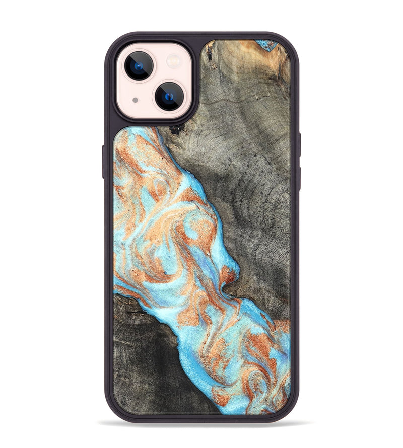 iPhone 14 Plus Wood Phone Case - Hank (Teal & Gold, 826673)