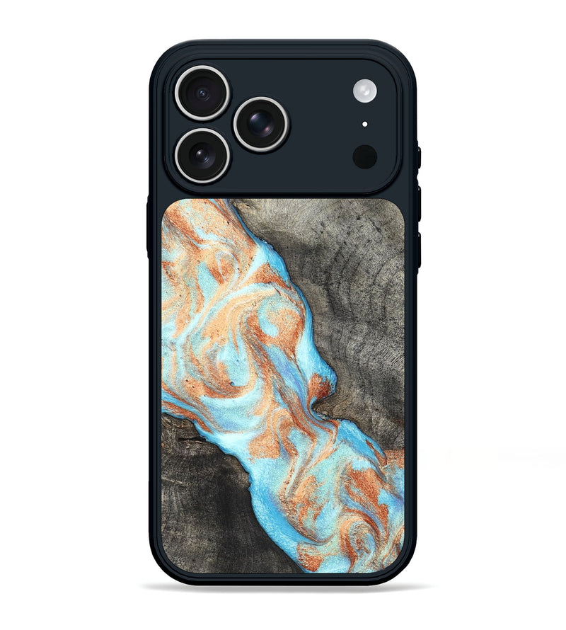 iPhone 17 Pro Max Wood Phone Case - Hank (Teal & Gold, 826673)