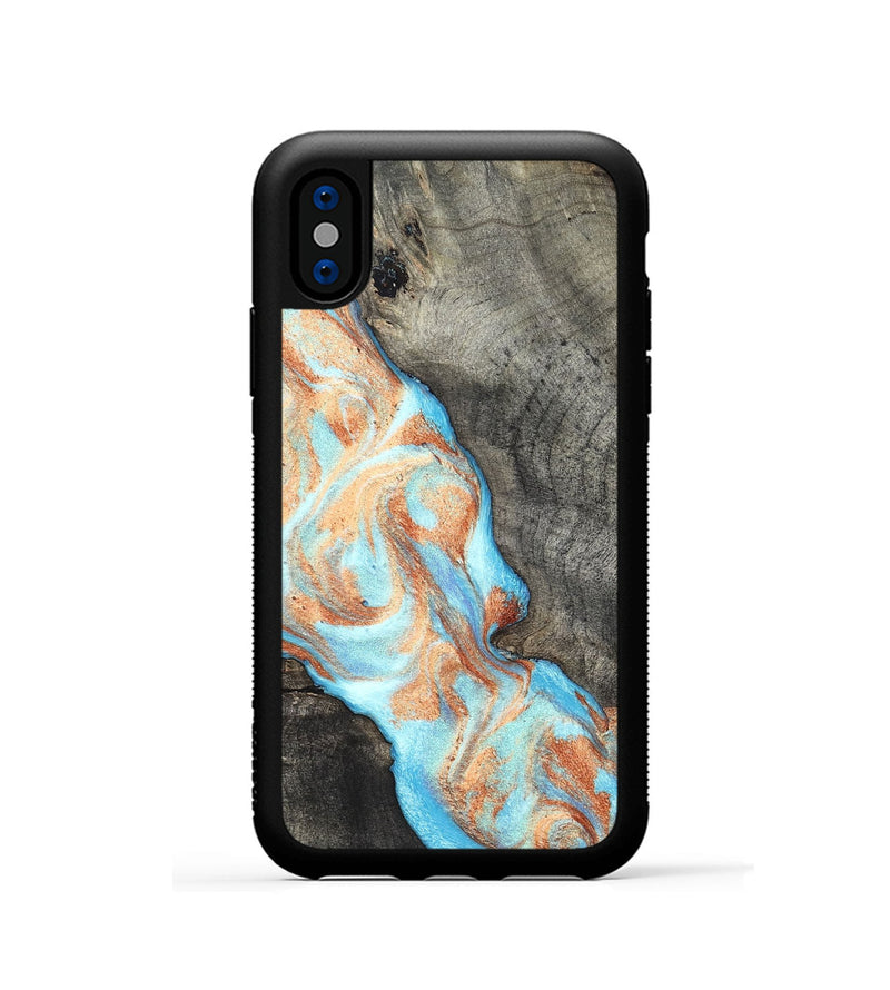 iPhone Xs Wood Phone Case - Hank (Teal & Gold, 826673)