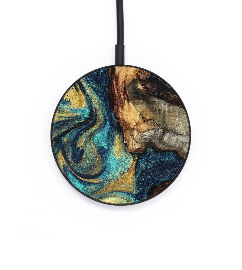 Circle Wood Wireless Charger - Kevon (Teal & Gold, 826694)