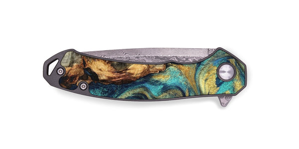 EDC Wood Pocket Knife - Kevon (Teal & Gold, 826694)