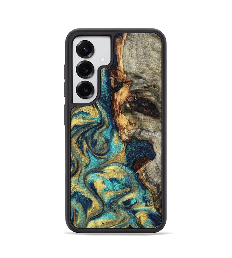 Galaxy S25 Wood Phone Case - Kevon (Teal & Gold, 826694)