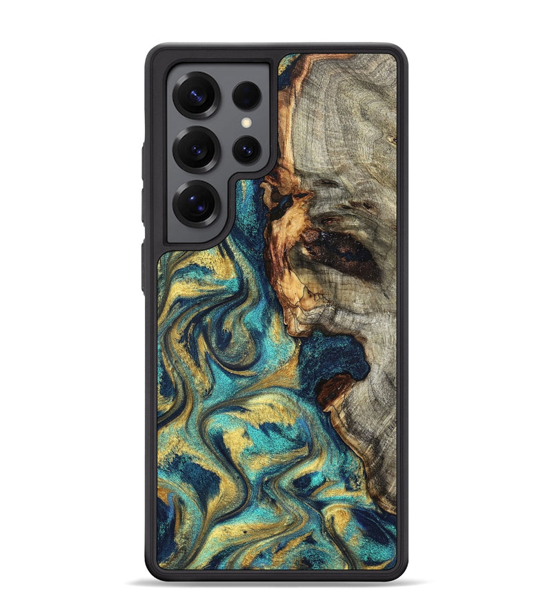 Galaxy S25 Ultra Wood Phone Case - Kevon (Teal & Gold, 826694)