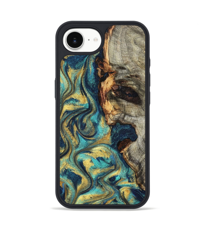 iPhone 17e Wood Phone Case - Kevon (Teal & Gold, 826694)