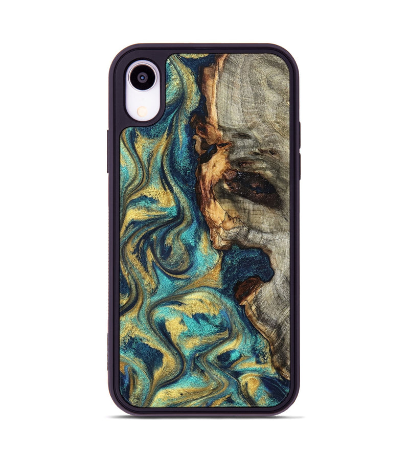 iPhone Xr Wood Phone Case - Kevon (Teal & Gold, 826694)