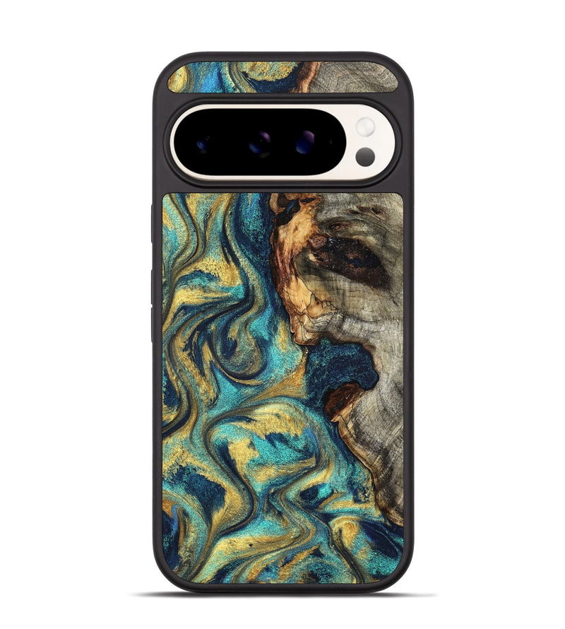 Pixel 9 Wood Phone Case - Kevon (Teal & Gold, 826694)