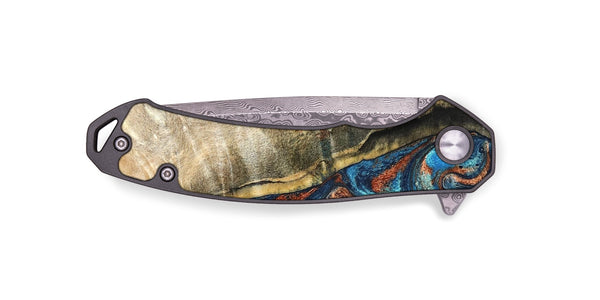 EDC Wood Pocket Knife - Doretha (Teal & Gold, 826698)
