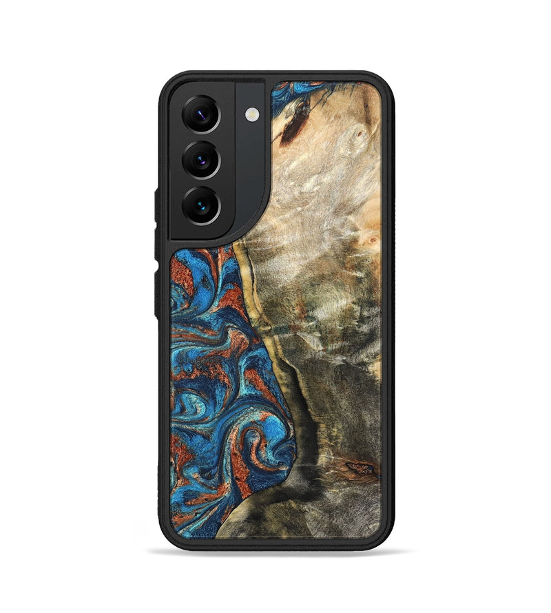 Galaxy S22 Wood Phone Case - Doretha (Teal & Gold, 826698)