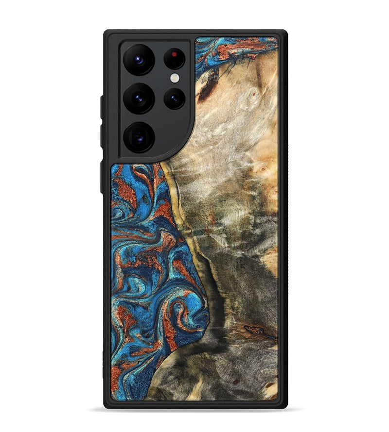 Galaxy S22 Ultra Wood Phone Case - Doretha (Teal & Gold, 826698)
