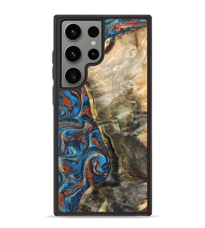 Galaxy S23 Ultra Wood Phone Case - Doretha (Teal & Gold, 826698)