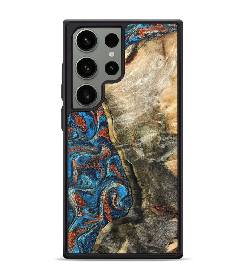 Galaxy S24 Ultra Wood Phone Case - Doretha (Teal & Gold, 826698)