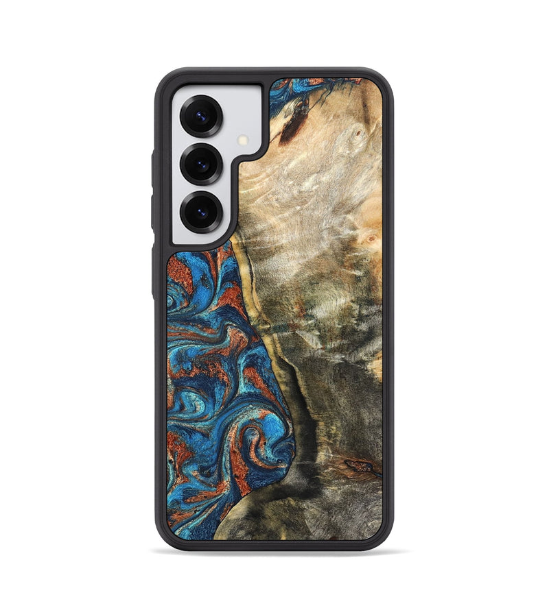 Galaxy S25 Wood Phone Case - Doretha (Teal & Gold, 826698)
