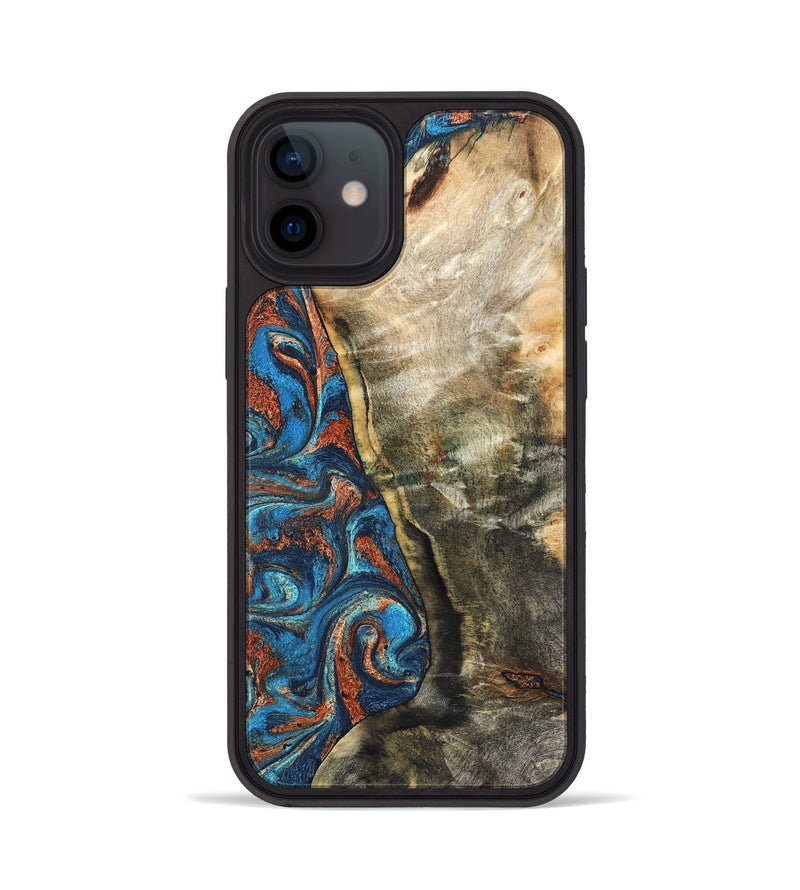 iPhone 12 Wood Phone Case - Doretha (Teal & Gold, 826698)