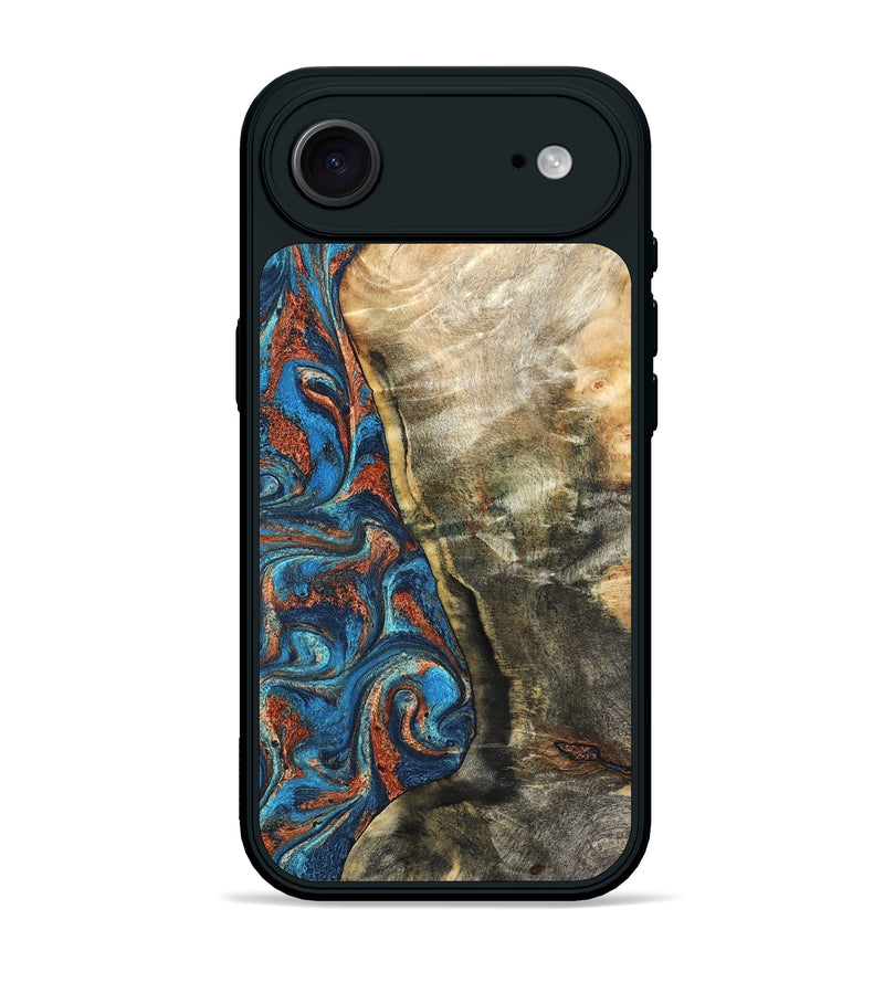 iPhone 17 Air Wood Phone Case - Doretha (Teal & Gold, 826698)