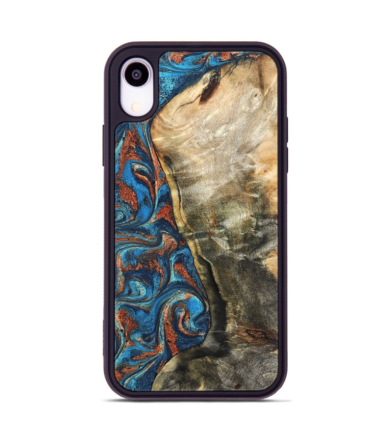 iPhone Xr Wood Phone Case - Doretha (Teal & Gold, 826698)