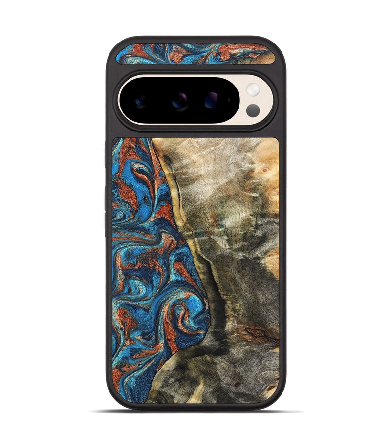 Pixel 10 Wood Phone Case - Doretha (Teal & Gold, 826698)