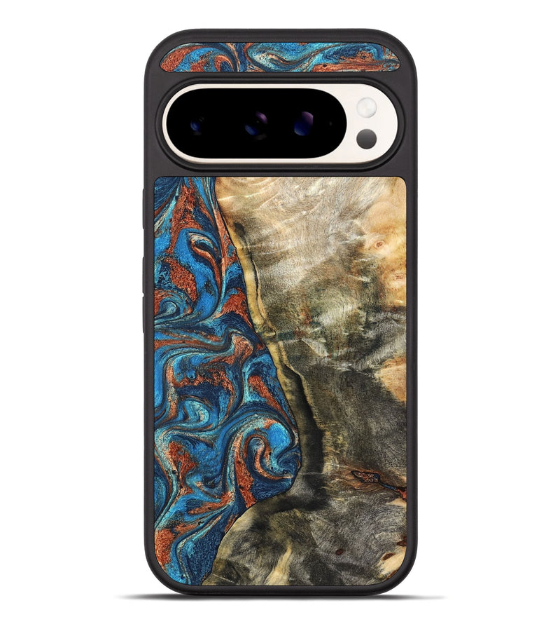 Pixel 10 Pro XL Wood Phone Case - Doretha (Teal & Gold, 826698)