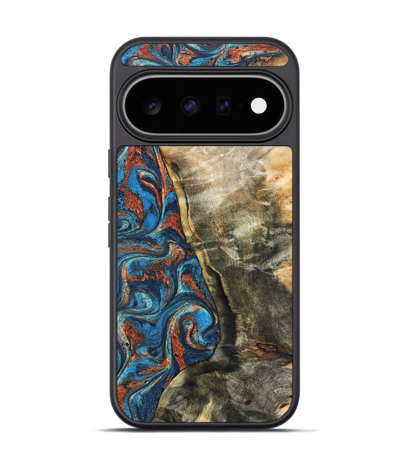 Pixel 11 Pro Wood Phone Case - Doretha (Teal & Gold, 826698)