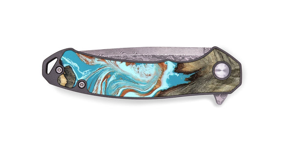 EDC Wood Pocket Knife - Evette (Teal & Gold, 826699)