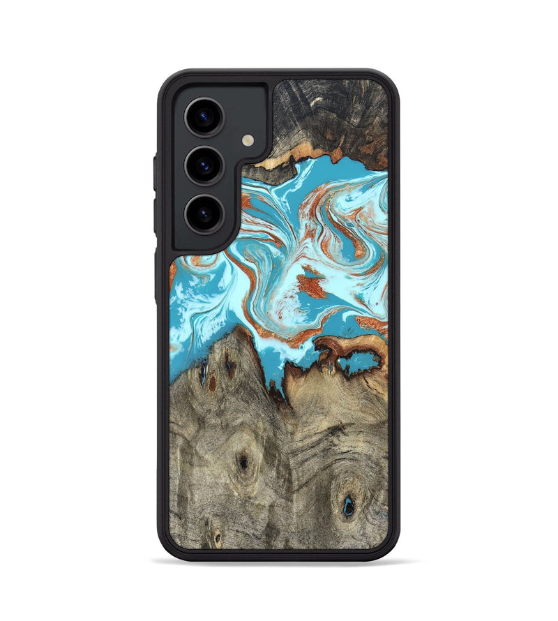 Galaxy S24 Wood Phone Case - Evette (Teal & Gold, 826699)
