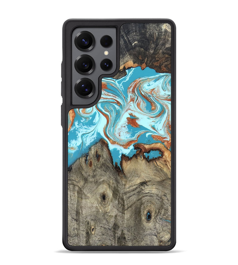 Galaxy S25 Ultra Wood Phone Case - Evette (Teal & Gold, 826699)