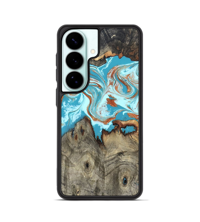 Galaxy S26 Wood Phone Case - Evette (Teal & Gold, 826699)
