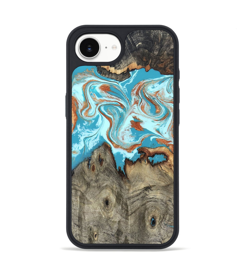 iPhone 17e Wood Phone Case - Evette (Teal & Gold, 826699)