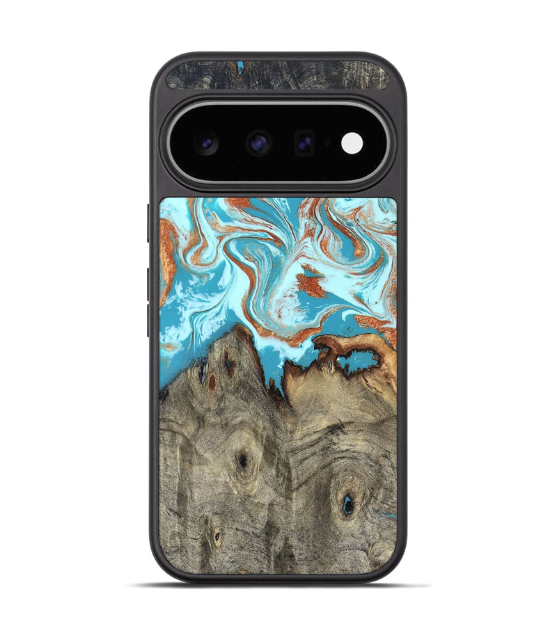 Pixel 11 Wood Phone Case - Evette (Teal & Gold, 826699)