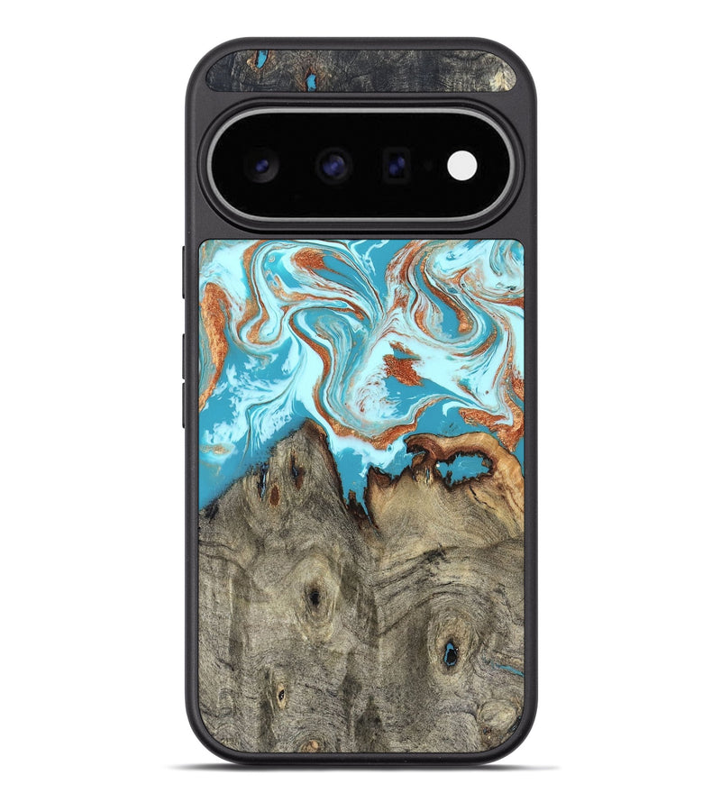 Pixel 11 Pro XL Wood Phone Case - Evette (Teal & Gold, 826699)