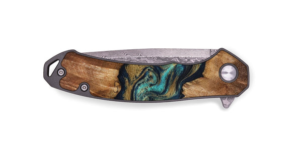 EDC Wood Pocket Knife - Rolla (Teal & Gold, 826701)