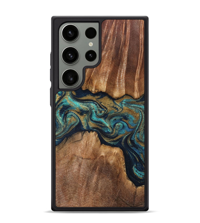 Galaxy S24 Ultra Wood Phone Case - Rolla (Teal & Gold, 826701)