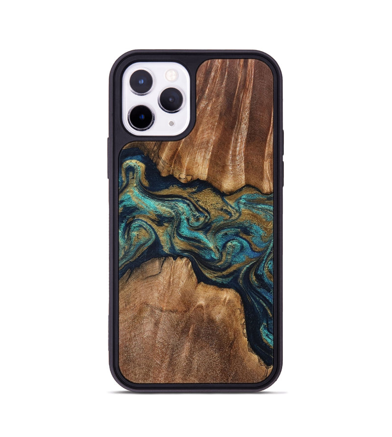 iPhone 11 Pro Wood Phone Case - Rolla (Teal & Gold, 826701)