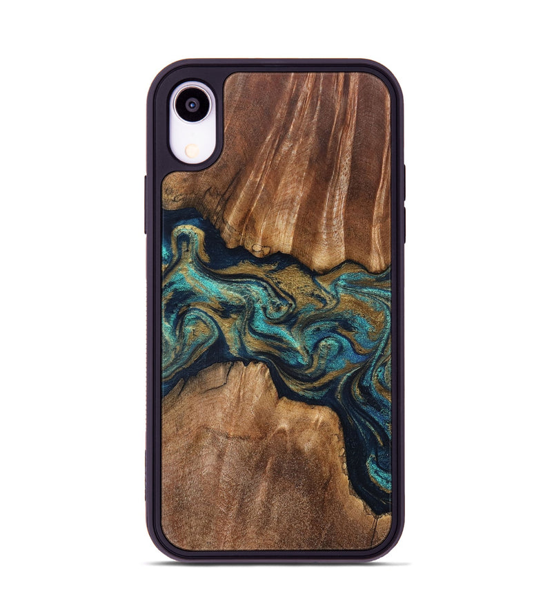 iPhone Xr Wood Phone Case - Rolla (Teal & Gold, 826701)
