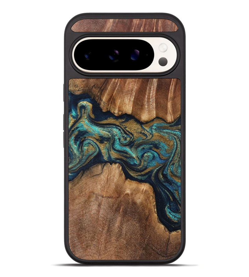 Pixel 10 Pro XL Wood Phone Case - Rolla (Teal & Gold, 826701)