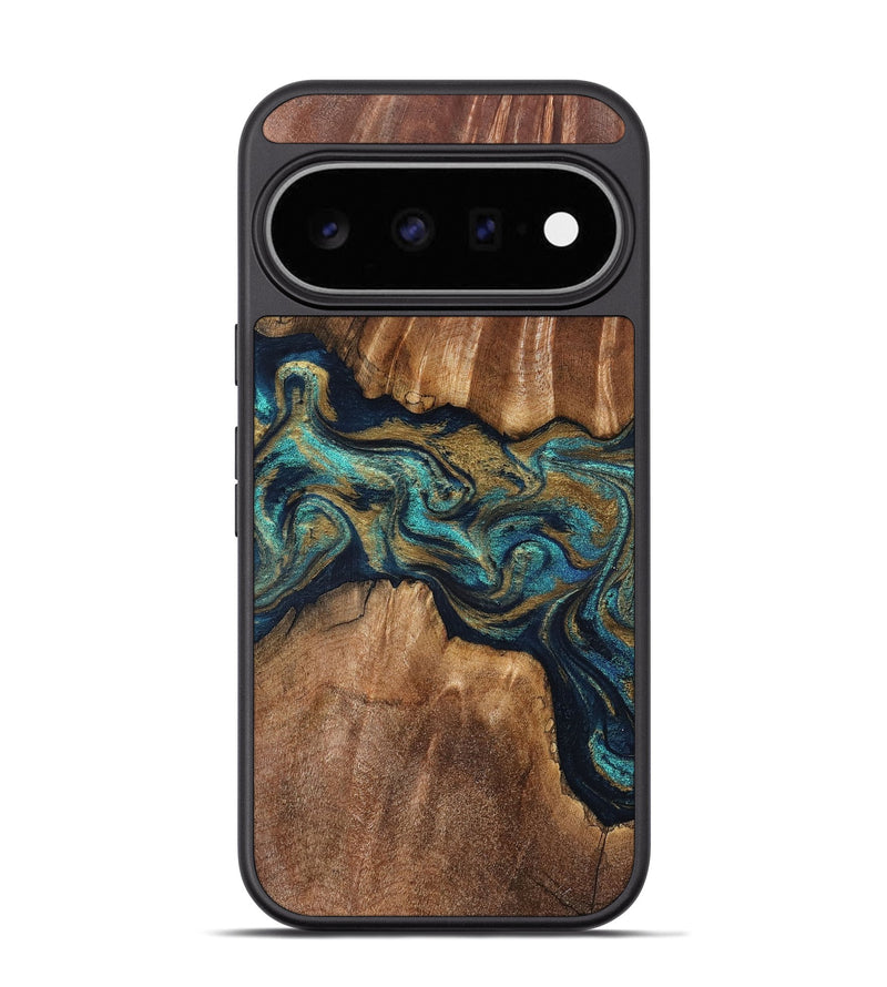 Pixel 11 Pro Wood Phone Case - Rolla (Teal & Gold, 826701)